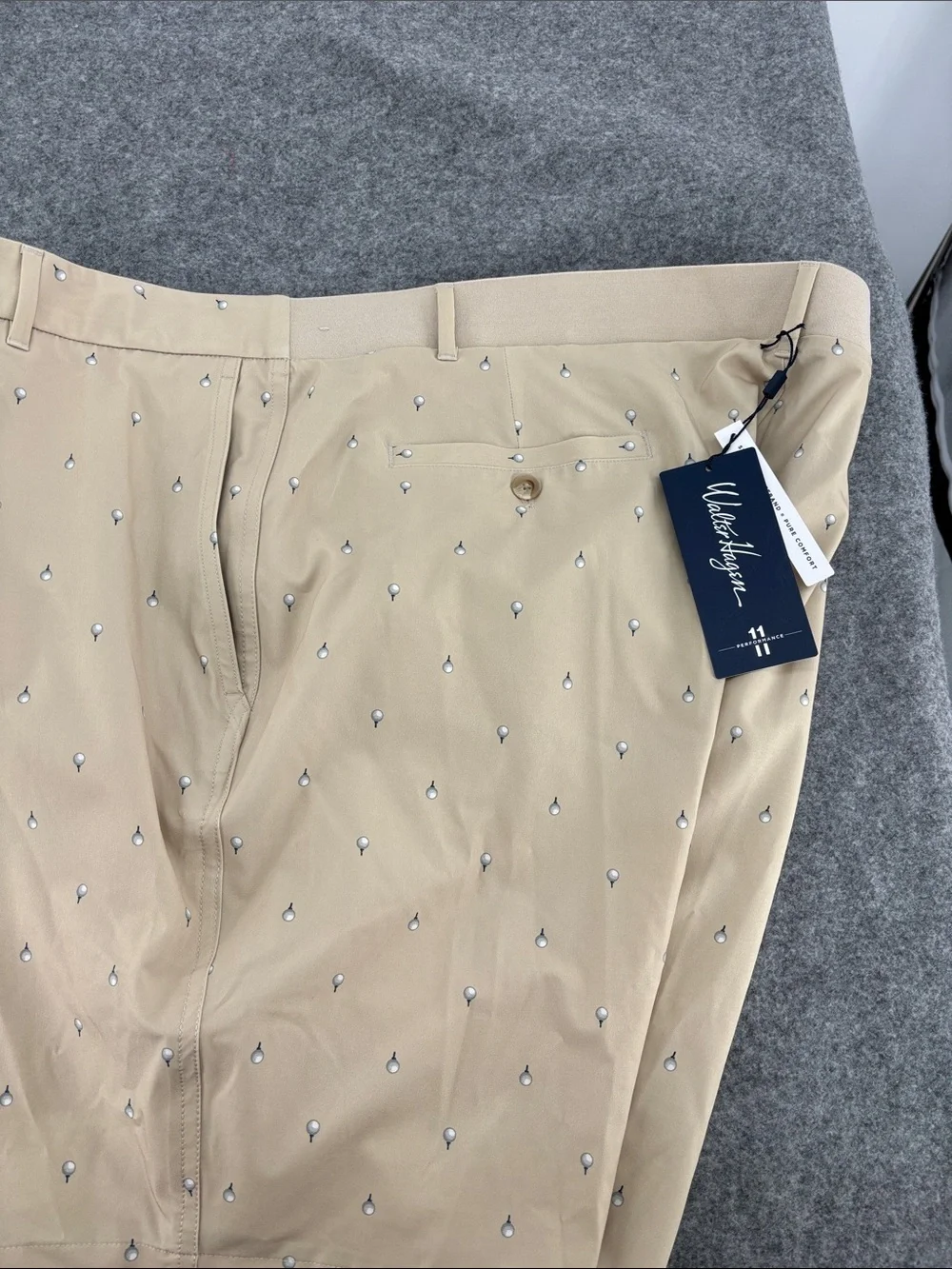 Walter Hagen P11 E waist retro golfball khaki cooling 4way stretch shorts NWT 42